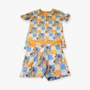 Bluey 2 Piece Pajama Sleep Set Size 4T Short Sleeve T-Shirt & Shorts Orange Blue